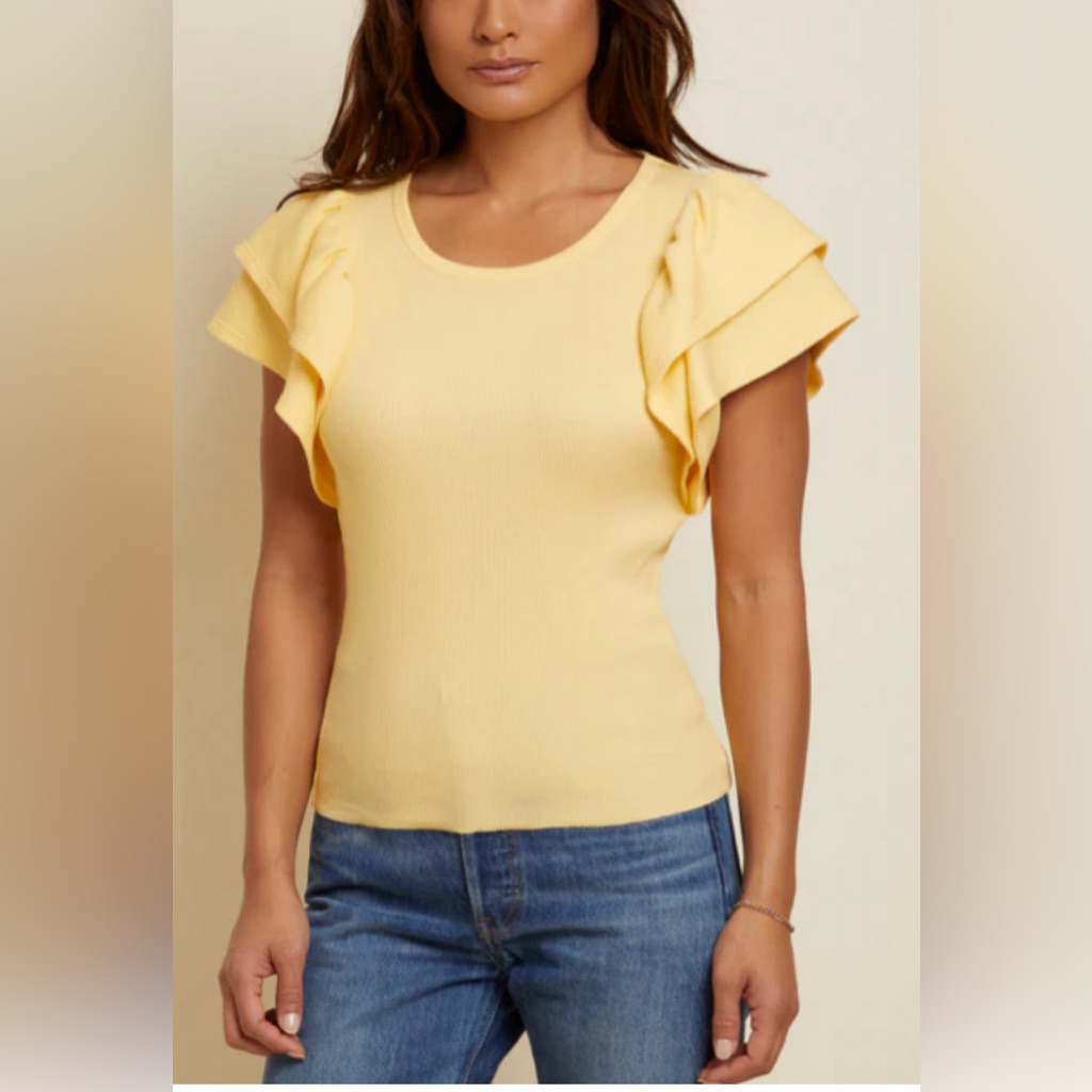 Nwt Nation Ltd Irina Fflirty Pima Cotton Tee In Popcorn Yellow Size Medium